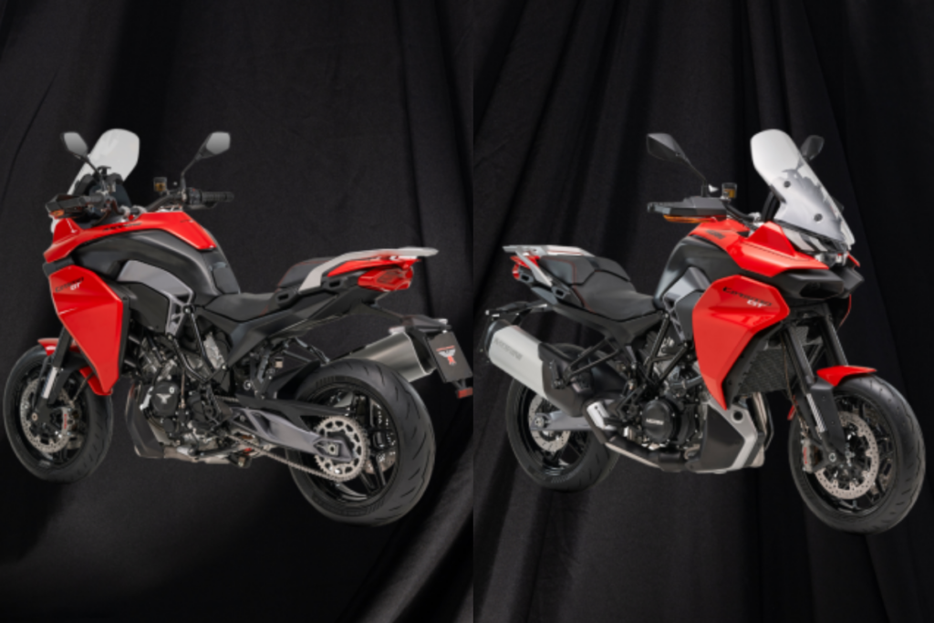 nueva corsaro gt moto morini presenta una trail de 750 cc con un look agresivo